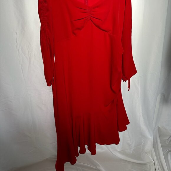 Universal Standard x Rodarte Asymmetric Midi Red Dress US Size M - Picture 2 of 6